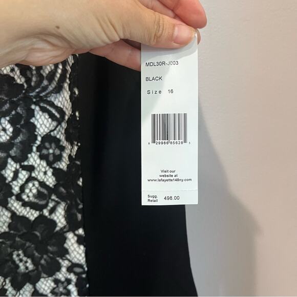 Lafayette 148 New York Black and White Lace Midi Dress Size 16 NWT - Picture 5 of 9